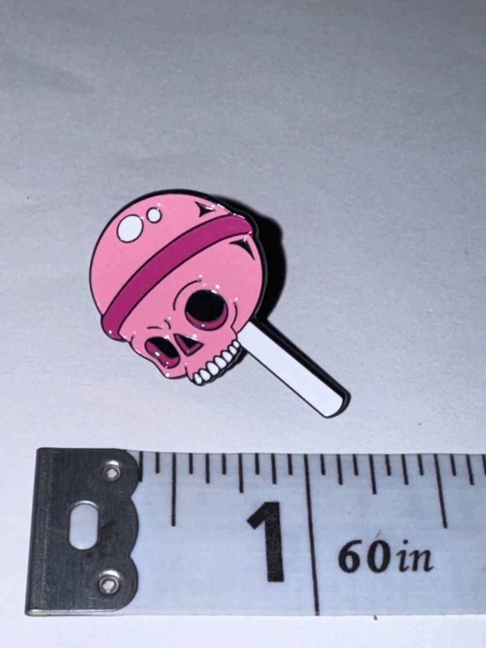 Pink Skull Sucker Lollipop on stick pin brooch